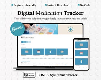 Daily Medication Tracker Notion Template Pharmacy Notion Medication History Prescriptions Health Insurance Medicine Pills Log Book Journal