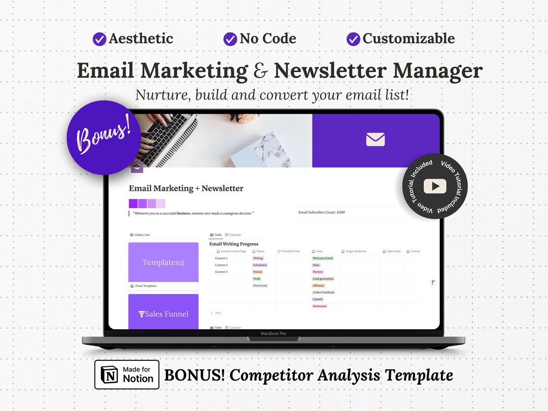Email Marketing Notion Template Newsletter Manager Calendar Sequence ...