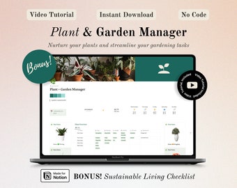 House Plant Garden Manager Aesthetic Notion Template 2024 Vegetable Garden Planner Digital Journal Notion Gardening Tracker Planner 2024