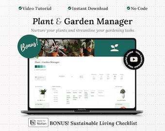 House Plant Garden Manager Aesthetic Notion Template Vegetable Garden Planner Digital Journal Notion Gardening Tracker Planner Garden Plan