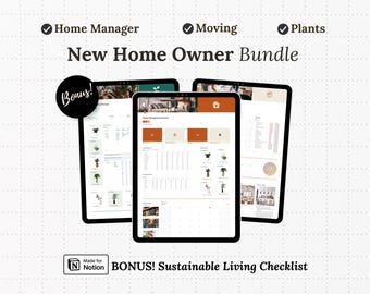 Notion Templates for New Home Owners Bundle Moving Homes Packing Checklist House Plant Manager Meal Prep Budget Pet Care  Decor Ideas