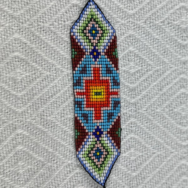 Bracelet traditionnel coloré de médecine Shipibo authentique fait main, croix inca, éléments de la terre et oeil de Dieu