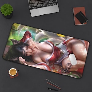 Gaming Desk Mat, League of Legends Mousepad, XXL Desk Mat - Ahri Gaming Mousepad, Desk Accessory, Game Room Decor, Extended Mouse Mat