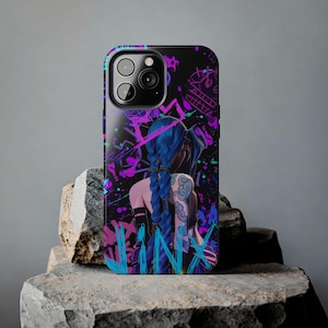 Jinx Phone Case - Arcane Jinx - Bold & Chaotic Graffiti Look for iPhone 16 15 14 13 12 11 XR X XS Pro Max Plus Mini - Samsung S21 / S24
