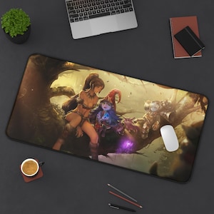 League of Legends Desk Mat, Tristana and Lulu Mouse Pad, Perfect Gift for Gamers, Gaming Accessories, League of Legends Merch, Desk Decor,