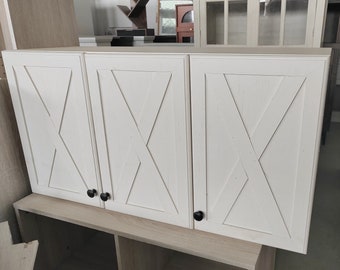 Gabinetes de almacenamiento de pared - Gabinetes de pared blancos para lavandería, cocina de granja, con 3 puertas y estantes, 36 pulgadas de ancho