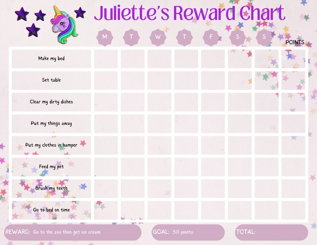 Editable Template Chore Chart Reward Chart Rainbow - Etsy UK