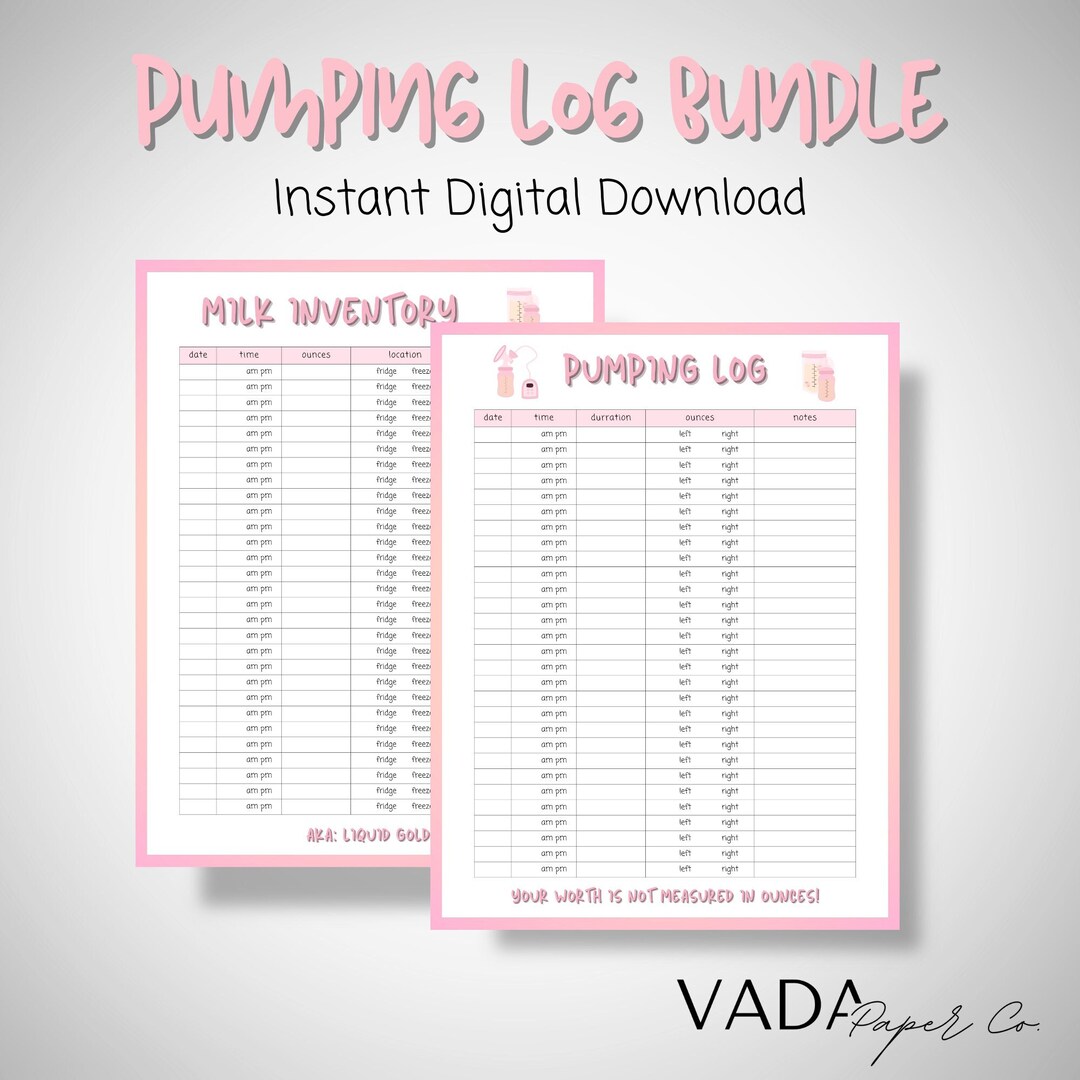 Printable Pumping Log Bundle: Breastfeeding Log &amp; Breastmilk - Etsy