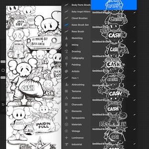 Può includere: Illustrazione digitale in bianco e nero con personaggi dei cartoni animati con facce a forma di teschio, che tengono sacchi di denaro. L'opera d'arte include testo come "JACK BOY", "BROOKLYN" e "99 PROBLEMS BUT BITCH AINT ONE". È visibile anche il sito web "INKSTARZTATTOO.COM".