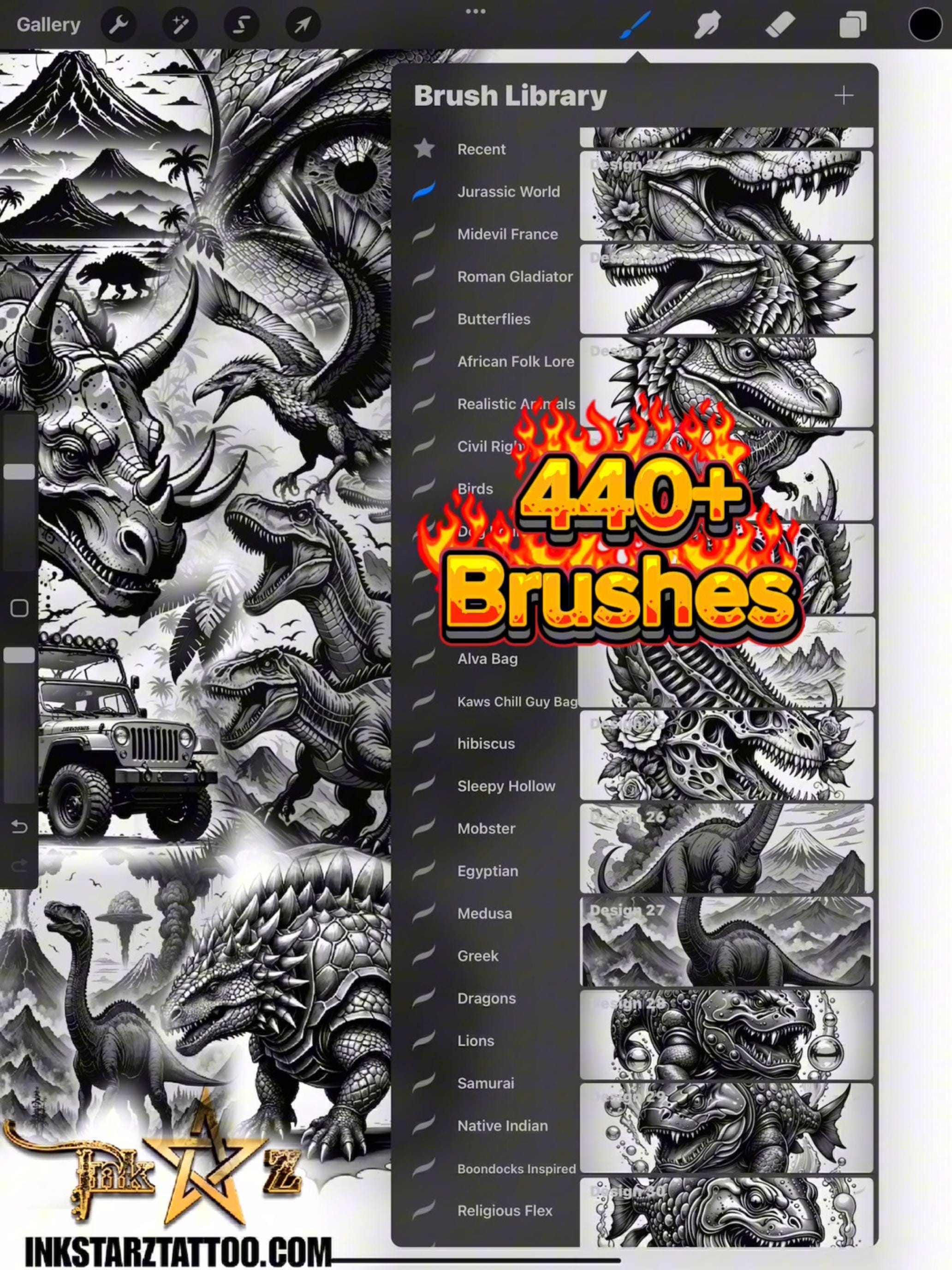 Jurassic World Procreate Brush Set | 440+ Dinosaur, Fossil ...