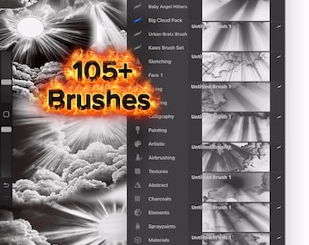 Cloud Procreate Brush Set  105+ Soft, Fluffy Brushes for Sky, Tattoo, & Digital Art Design