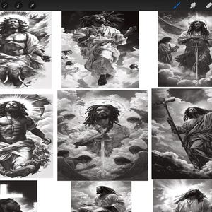Black Jesus Procreate Brush Set 30 + Stamp Brushes for Spiritual Art, Tattoo Flash & Faith-Inspired Design