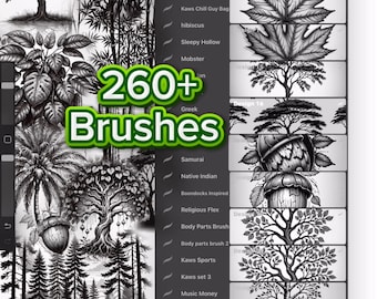 Procreate Brushes – Tree Forest Tattoo Flash Pack | Roots Stumps ...