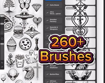 Tiny Tattoo Procreate Brush Set: 260+ Minimalist Flash Stamps - Etsy