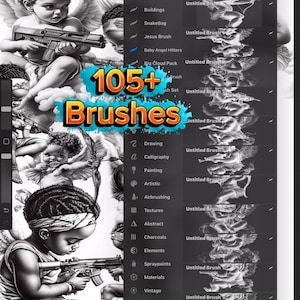 Baby Angel Procreate Brush Set 105+ Divine Stamp Brushes for Tattoo & Flash Design