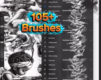 Baby Angel Procreate Brush Set 105+ Divine Stamp Brushes for Tattoo & Flash Design