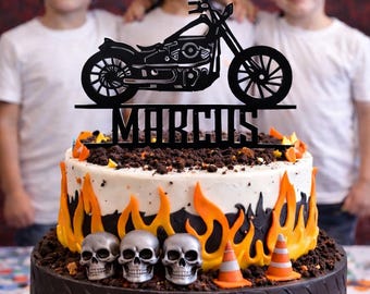 Motorcycle Cake Topper - Biker Wedding Birthday Party Decoration Figurine
