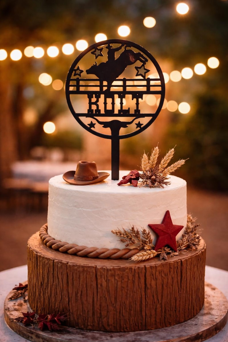 Rodeo Cake Topper: Western Cowboy Birthday Party, Bull Rider - Etsy