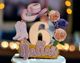 Personalized Cowgirl Cake Topper, Handmade Pink Western Theme Decoration, Cowgirl Birthday Party, Country Wedding, Unique Gift