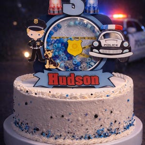 Light-Up Police Officer Cake Topper - First Responder Birthday Decoration with Flashing Lights