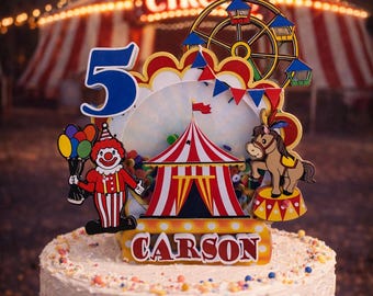 Whimsical Circus Tent Cake Topper for Birthday Parties, Carnivals, and Big Top Celebrations