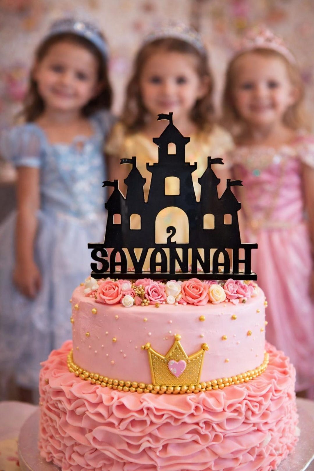 Princess Castle Cake Topper Birthday Party Decoration Girls Fairytale ...