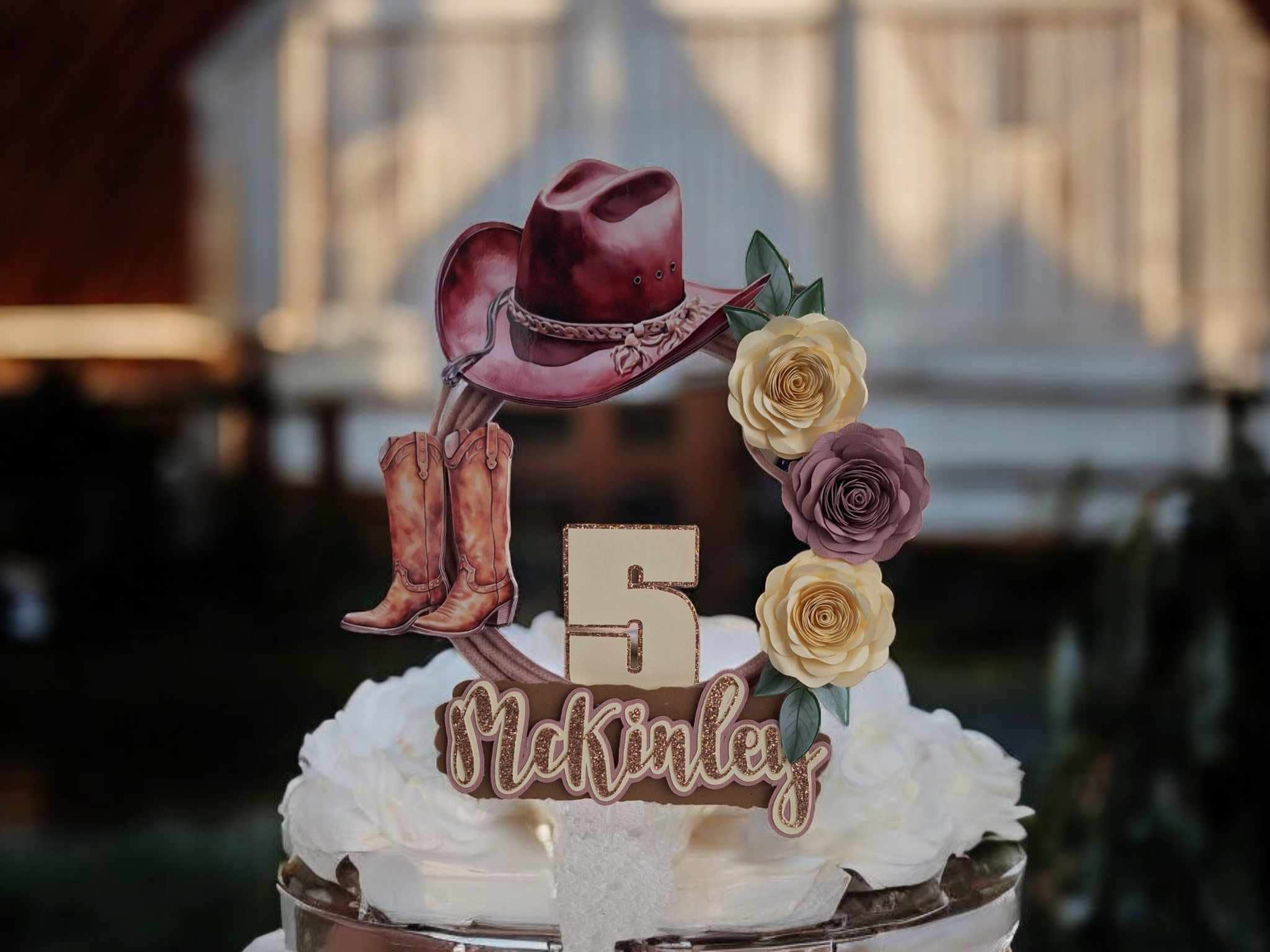 Space Cowgirl Cake Topper: Galactic Western Bridal Shower Decoration | Disco Cowboy Hat Party Accessory