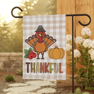 Fall Garden Flag, FLAG ONLY, Thanksgiving Flag, Fall Welcome Garden Flag, Thanksgiving Turkey garden flag,Poly poplin canvas fabric flag