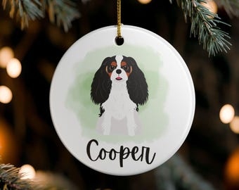 Cavalier King Charles Spaniel Porcelain Ornament – Tricolor Dog Holiday Gift, Pet Gifts USA 2 thumbnail image