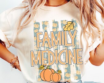 Family Medicine Fall Shirt, Family Medicine Crew Shirt, Trendy Fall Pumpkin Stripes Tshirt, Fall T-shirt Family Practice, Matching Group Tee