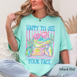 Comfort Colors Alligator shirt for Front Office, Trendy Stripes shirt, Preppy Back to School Admin Staff, Matching Group Shirt Island Reef