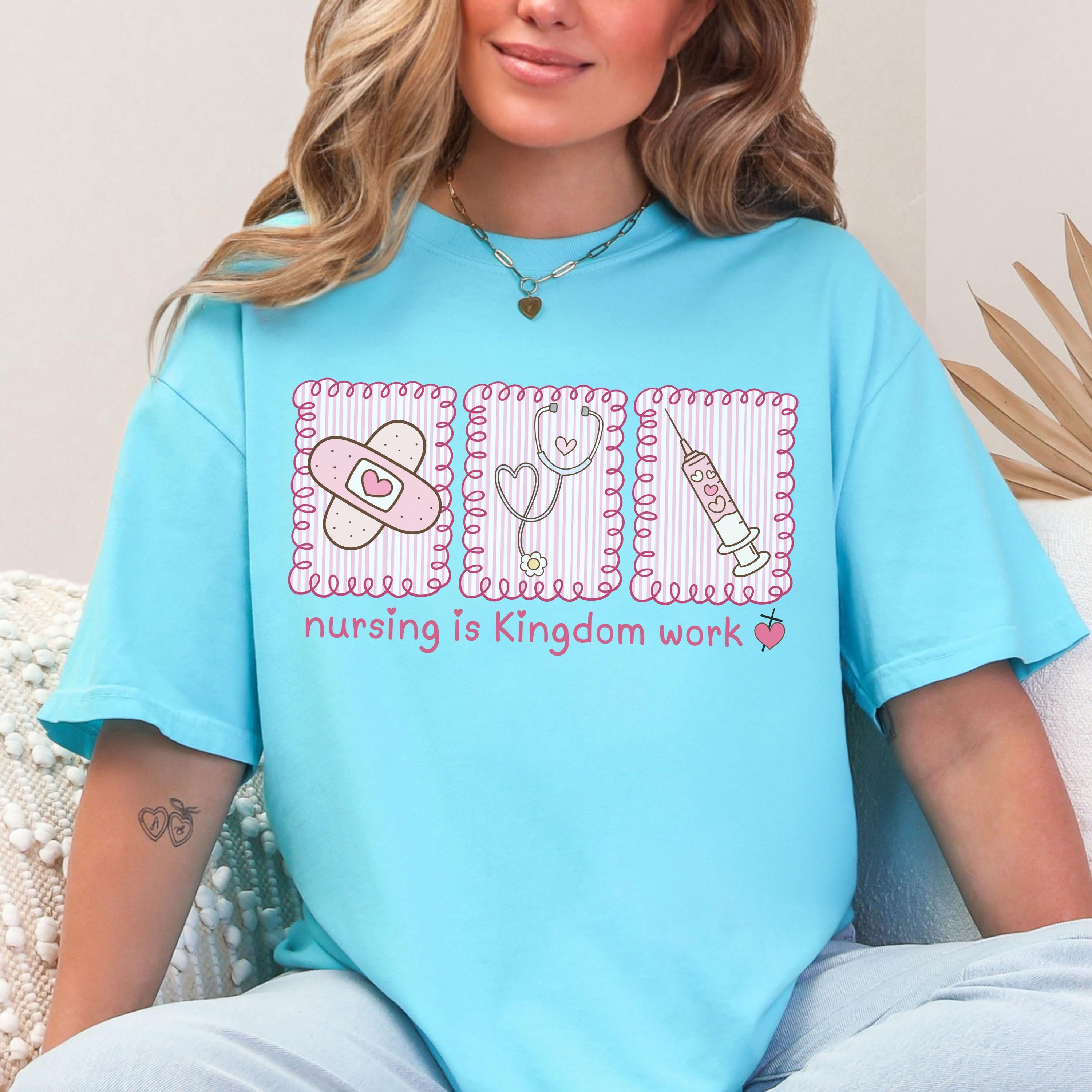 Comfort Colors shirt for nurse, Nurse shirt, New Nurse shirt, Nurse Appreciation shirt, Coquette Nurse tee, Nursing Is Kingdom Work Shirt