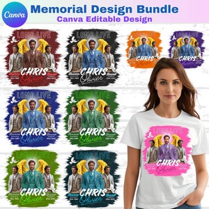 追悼Tシャツデザインバンドル、編集可能なCanva追悼Tシャツデザインテンプレート、葬儀用昇華デザイン