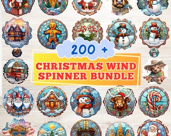 200 Christmas Wind Spinner Bundle, Wind Spinner PNG Design, Holiday Twirl Festive Sublimation Bundle for Outdoor Decor & Craft Projects