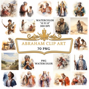 70 PNG Watercolor Abraham Clip Art | Christian Religious Bible Based Story For Sublimation, Scrapbooking, Junk journal Or Digital Printing