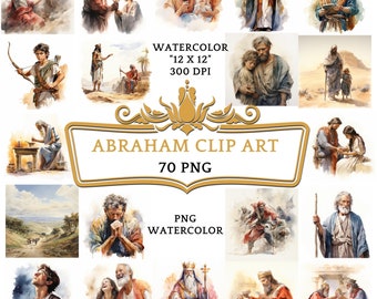 70 PNG Watercolor Abraham Clip Art | Christian Religious Bible Based Story For Sublimation, Scrapbooking, Junk journal Or Digital Printing