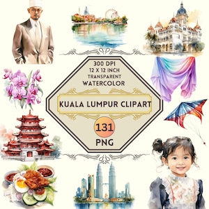 131 Watercolor Kuala Lumpur PNG Clipart | Kuala Lumpur Summer Travel clip art, Malaysia Vacation, Dream travel clipart, Commercial Use