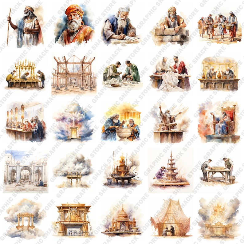 96 Sacred Dwelling Series: Watercolor Cliparts of the Tabernacle From ...