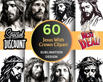60 Jesús Corona de Espinas Clipart PNG Paquete, Jesús PNG Digital para Sublimación / Jesús Corona Digital Religioso PNG / Salvador Cristiano Png