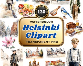 130 Watercolor Helsinki PNG Clipart, Nordic Elegance Scenic Cityscapes and Cultural Highlights for Art, Decor & Educational Projects