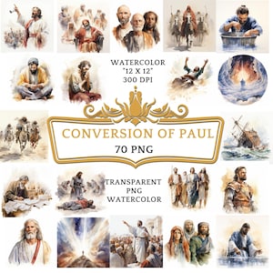 70 PNG Watercolor Conversion of Paul Clip Art| Christian Religious Bible Based Story For Sublimation, Scrapbooking Or Digital Printing