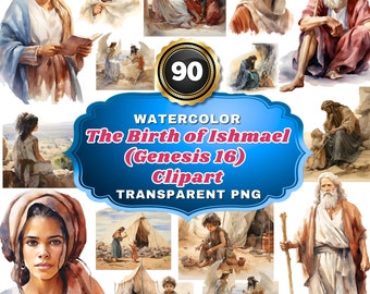 90 Watercolor The Birth of Ishmael (Genesis 16) PNG Clipart, Ancestral Beginnings Bible Story For Religious Education & Art Projects