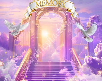 In Loving Memory PNG, Purple Rest in Peace, 2 Memorial Backgrounds, Editable Canva RIP shirt design Template, Eternal Tribute Graphics