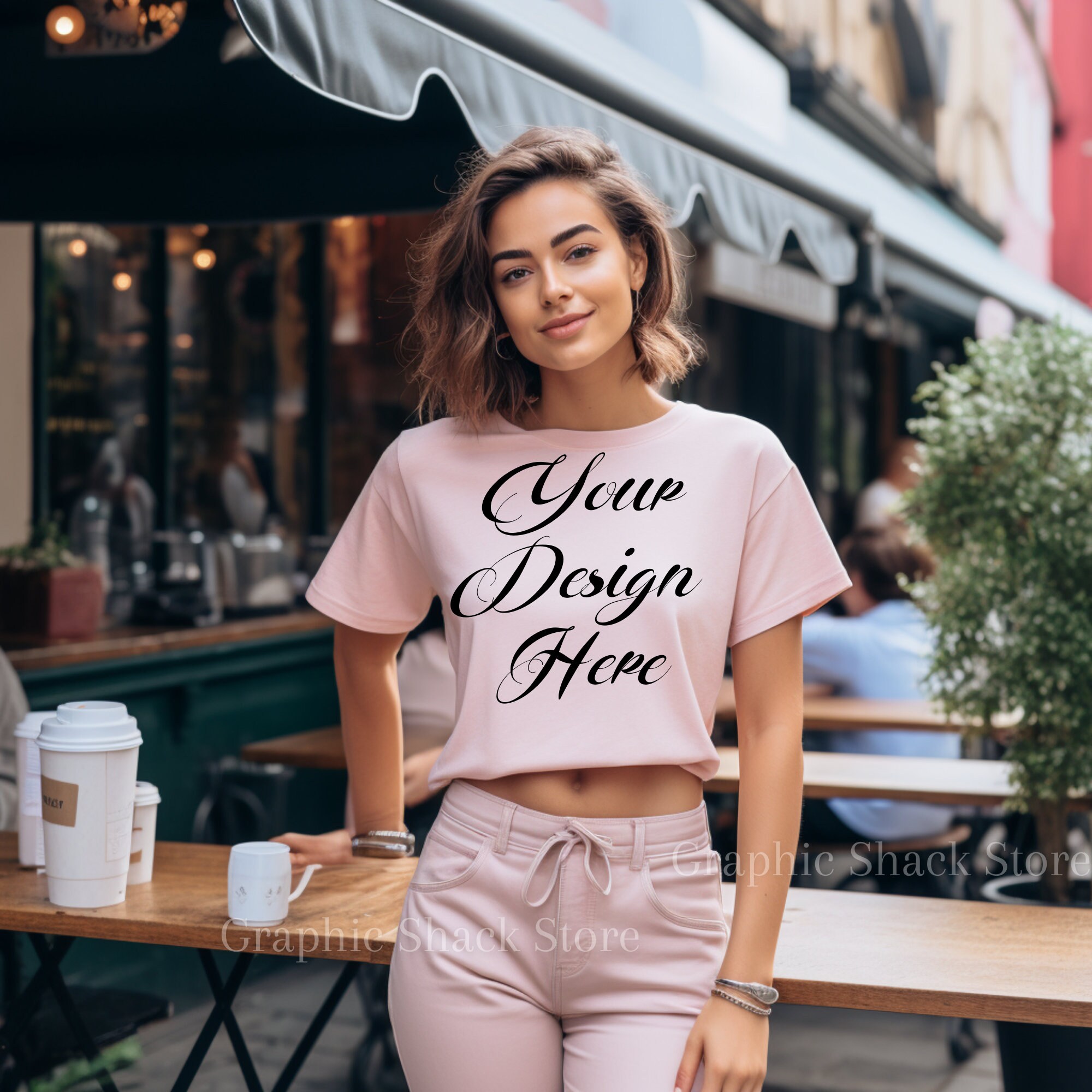 4 Soft Pink Champion Cropped Top Mock Up, Summer Tee-shirt, Champion ...