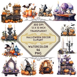 46 Watercolor Halloween Decor Clipart| | Trick Or Treat, Horror Clipart, Spooky Clipart For Decoration