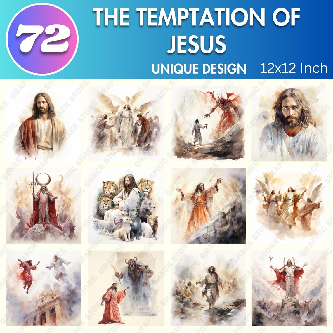 61 PNG Watercolor the Temptation of Jesus Clipart | Christian Religious ...