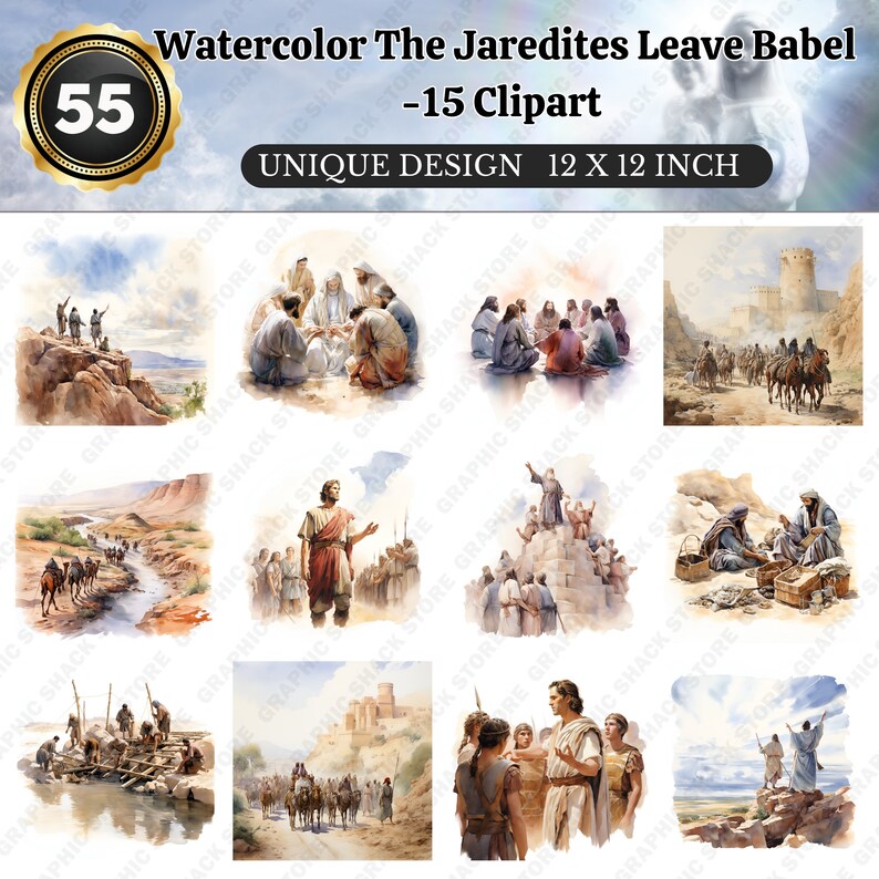 Jaredites 55 Watercolor Jaredites' Exodus PNG Cliparts - Jaredites Leave Babel ...
