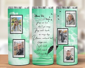 Foto Memorial 20oz bekeromslag, groene Memorial sublimatiebekerontwerpen, 20oz skinny, png- en canvassjabloon