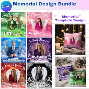 Canva Memorial Design Bundle | In Loving Memory | Editable Memorial T-shirt Design Pack