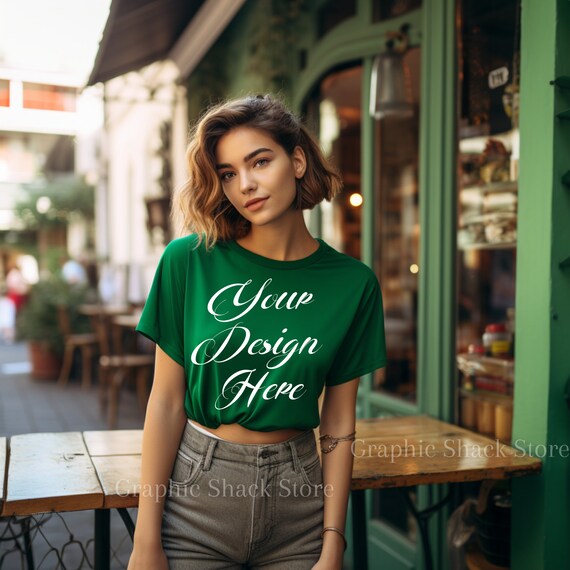 Green cropped champion t shirt clearance